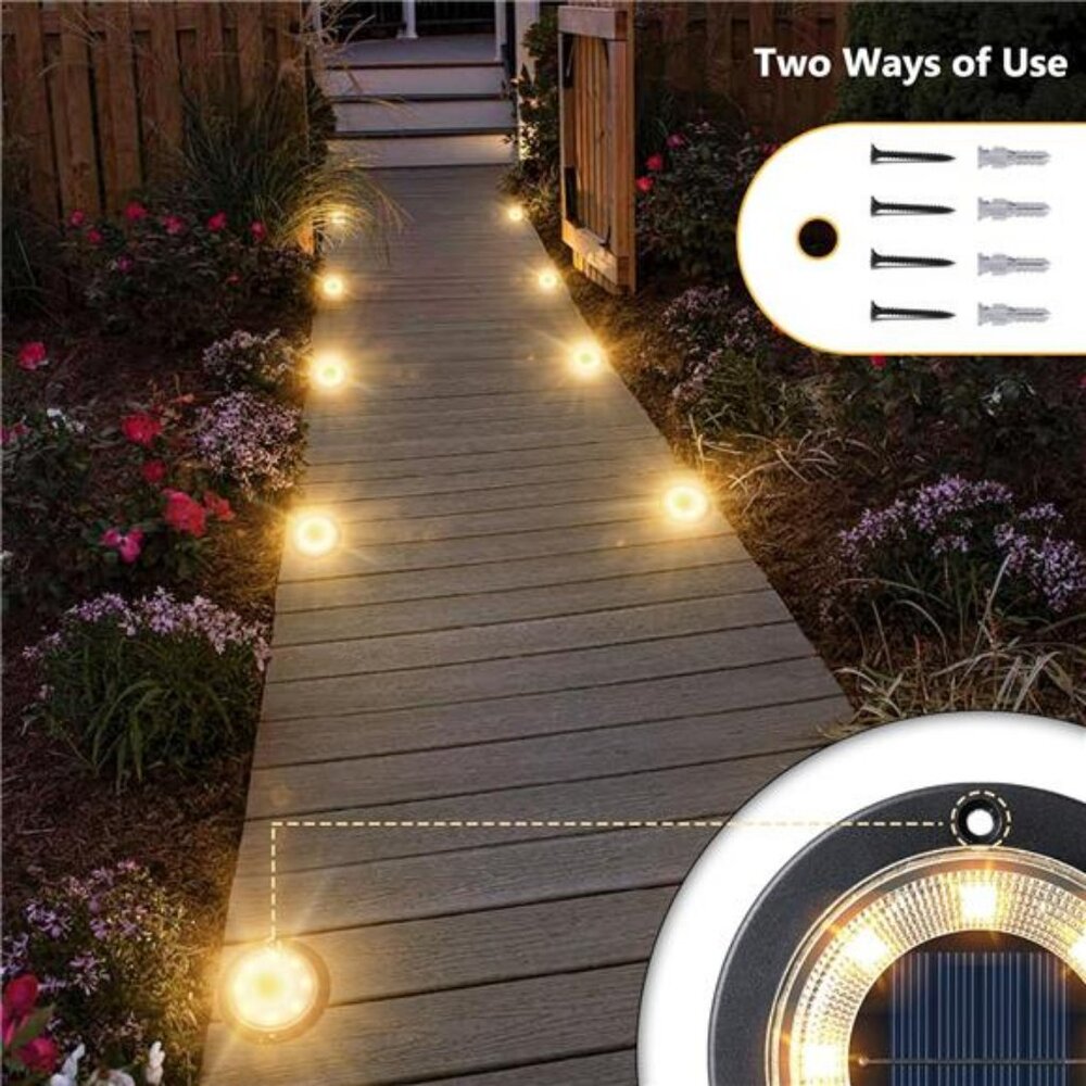 Solar Ground Lights - Solar Powered Lights Outdoor Solar Disk Light - Picture 3 of 7